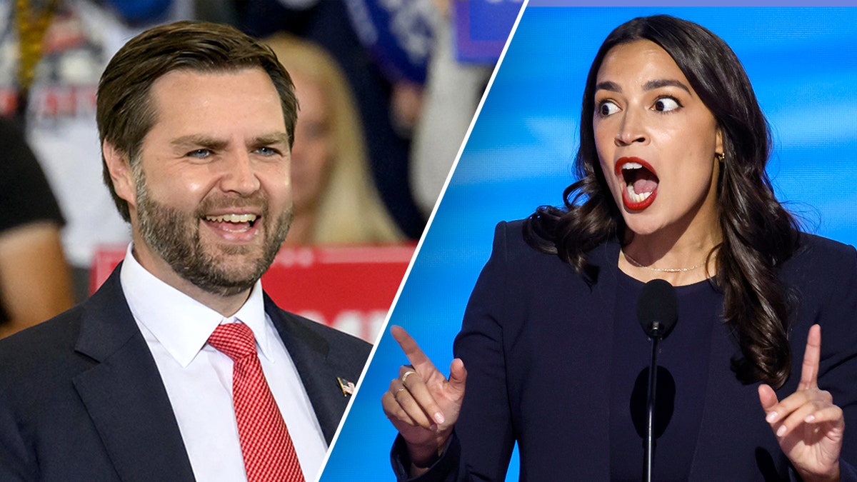 Left: J.D. Vance; Right: Alexandria Ocasio-Cortez