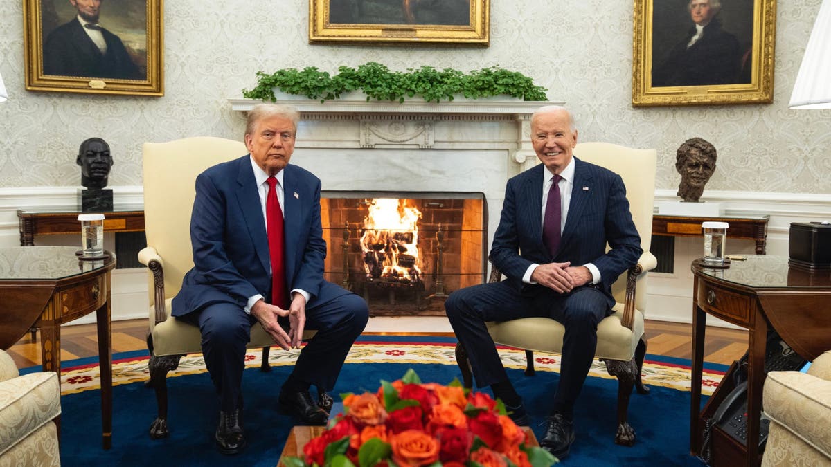 President Joe Biden meets with President-elect Donald Trump in the Oval Office of the White House, Wednesday, Nov. 13, 2024, in Washington. (AP Photo/Evan Vucci)