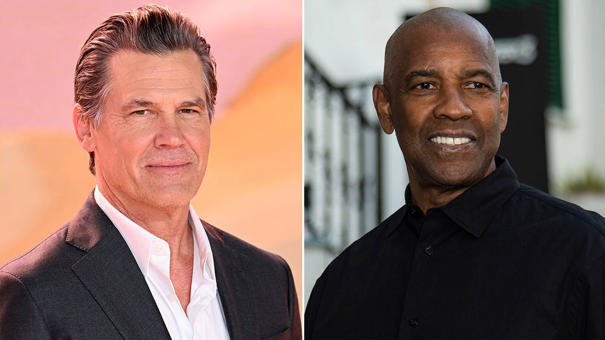 Side by side photos of Josh Brolin and Denzel Washington