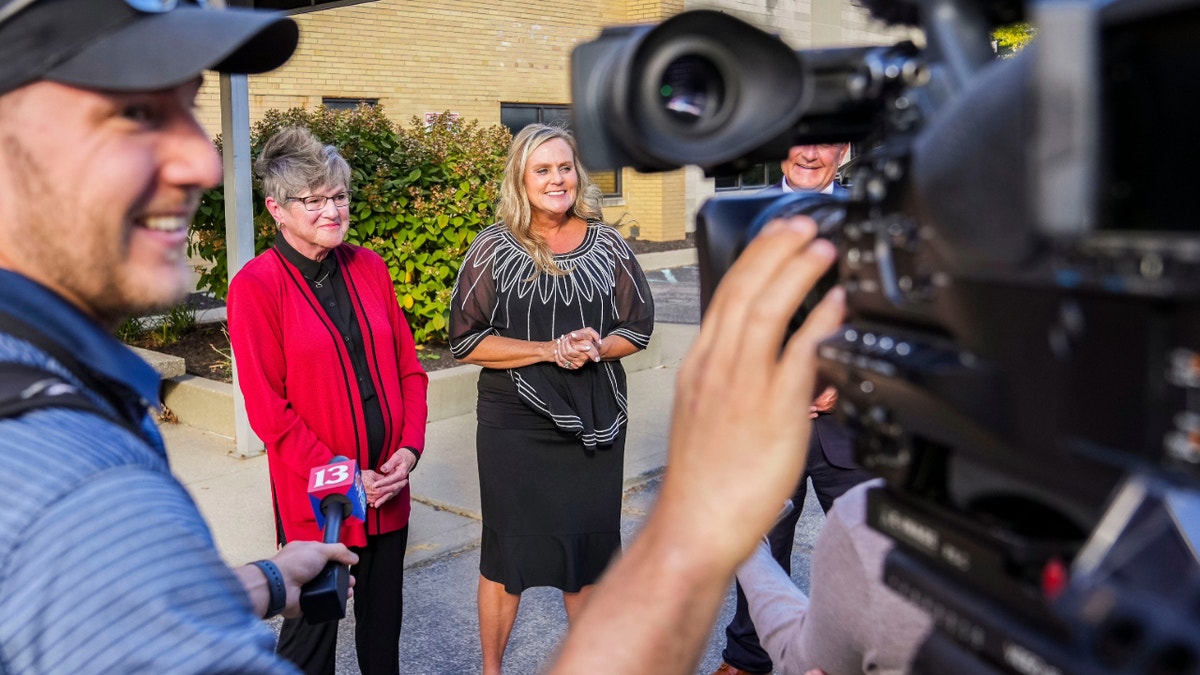 Jennifer McCormick speaking to press