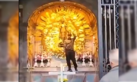 Afghan Asylum Seeker Climbs Alter – Rips Off the Gowns of the Famous Black Madonna of Switzerland and Puts On Her Crown – VIDEO