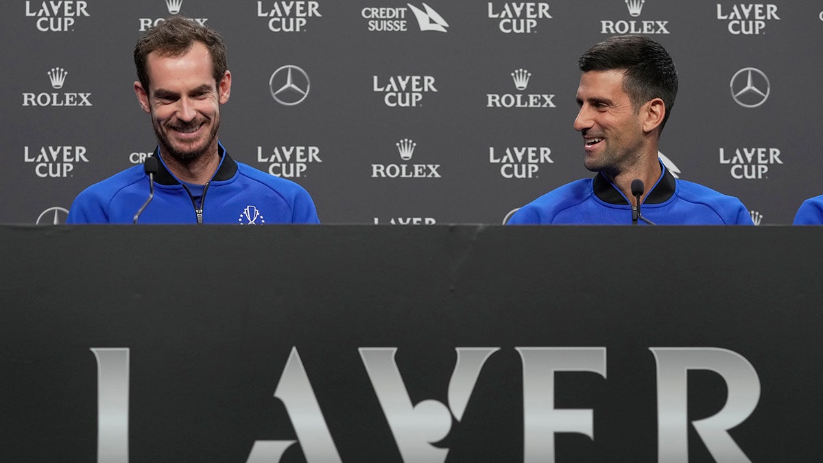 Andy Murray and Novak Djokovic smile