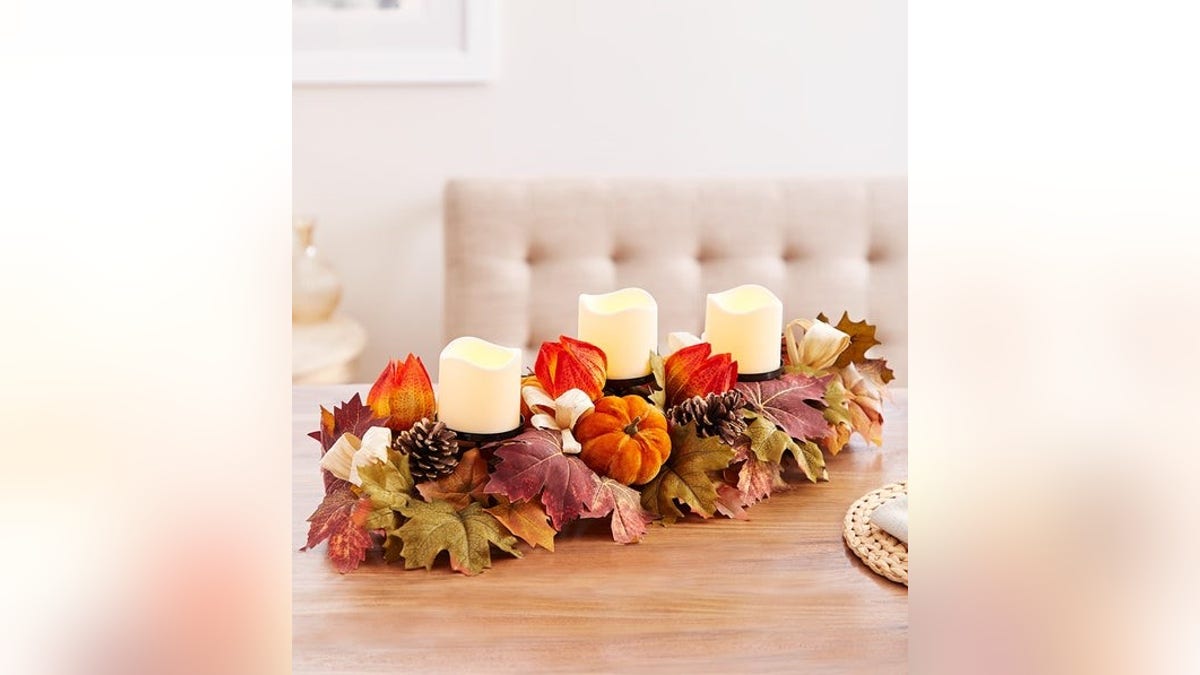 This centerpiece is a safe option with LED candles. 