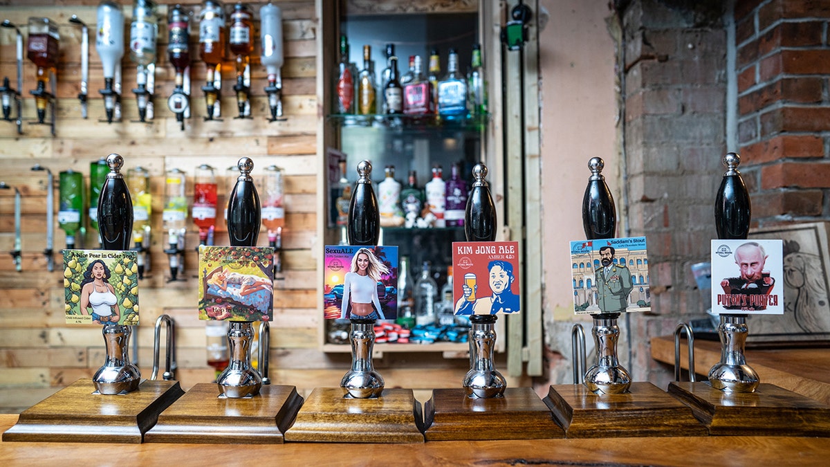 Taps of various ales with controversial names.