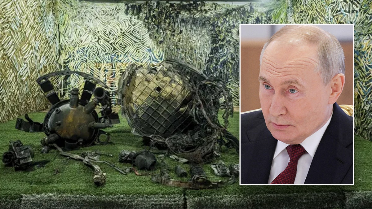 Fragments of a rocket and President Putin