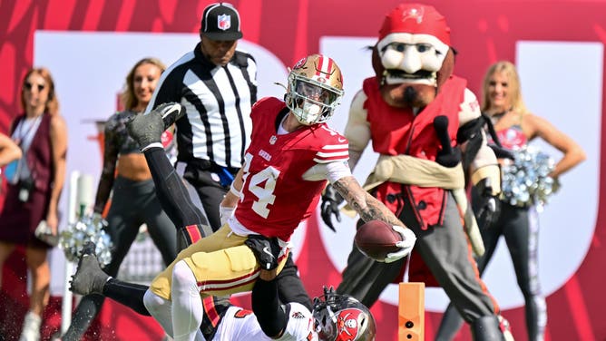 San Francisco 49ers rookie WR Ricky Pearsall, who was shot prior to the season, scored his first career touchdown against the Tampa Bay Buccaneers. 