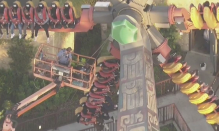 Riders caught on camera stuck in midair on California amusement park ride