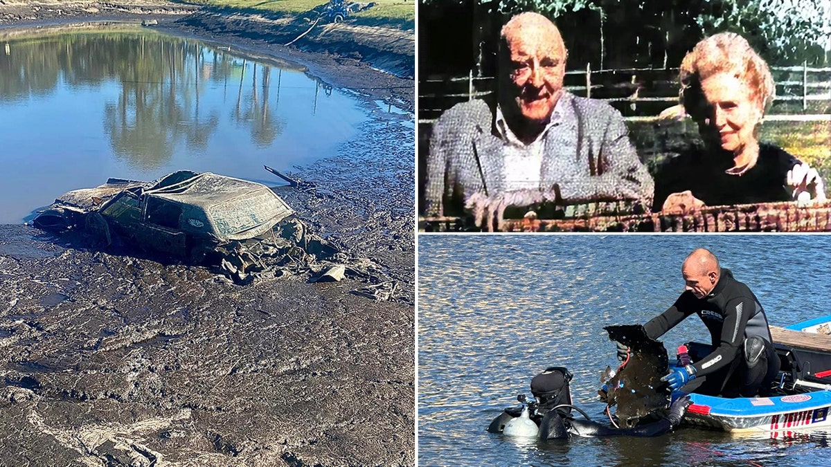 Charles and Catherine Romer and divers removing their purported car