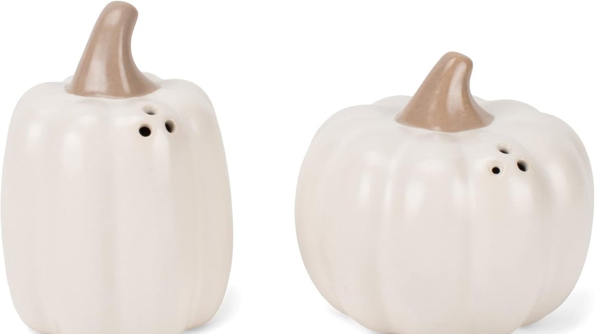 A set of pumpkin salt and pepper shakers is a subtle but festive touch to your Thanksgiving table.