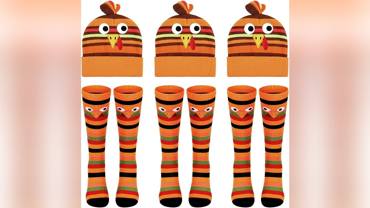 Turkey-themed hats and socks are a fun way to get into the festive spirit while you run.