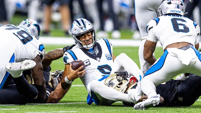 The Carolina Panthers (+7) over the New Orleans Saints is the pick I'm least confident in for NFL Week 9 of the Circa Million VI. (Stephen Lew-Imagn Images)