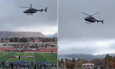 Helicopter football drop ahead of Utah state championship game goes viral