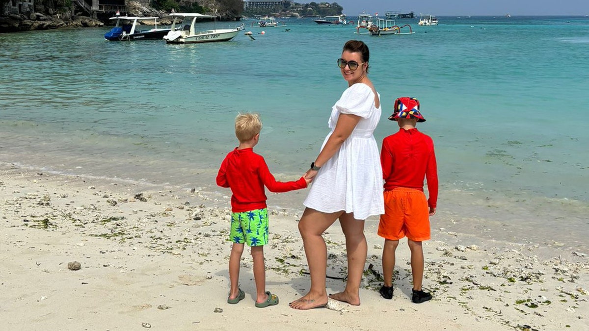 Niblett family from England on beach