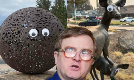 Oregon city authorities are looking for the hero who’s been improving their modern art with googly eyes