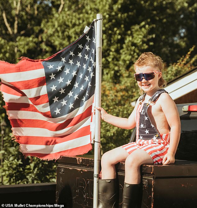 Kaison Plagmann of Junction City, Oregon, with his mullet 