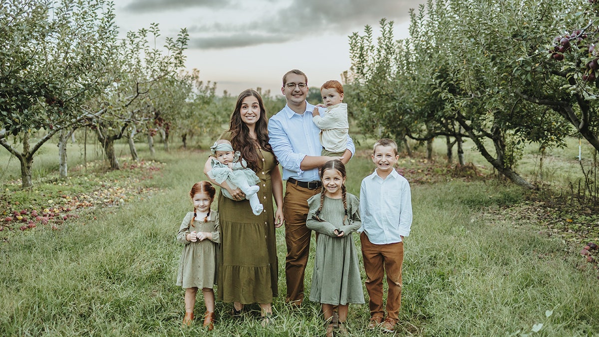 Hearth and Homestead founder Lily Wilmoth with her husband and five children.