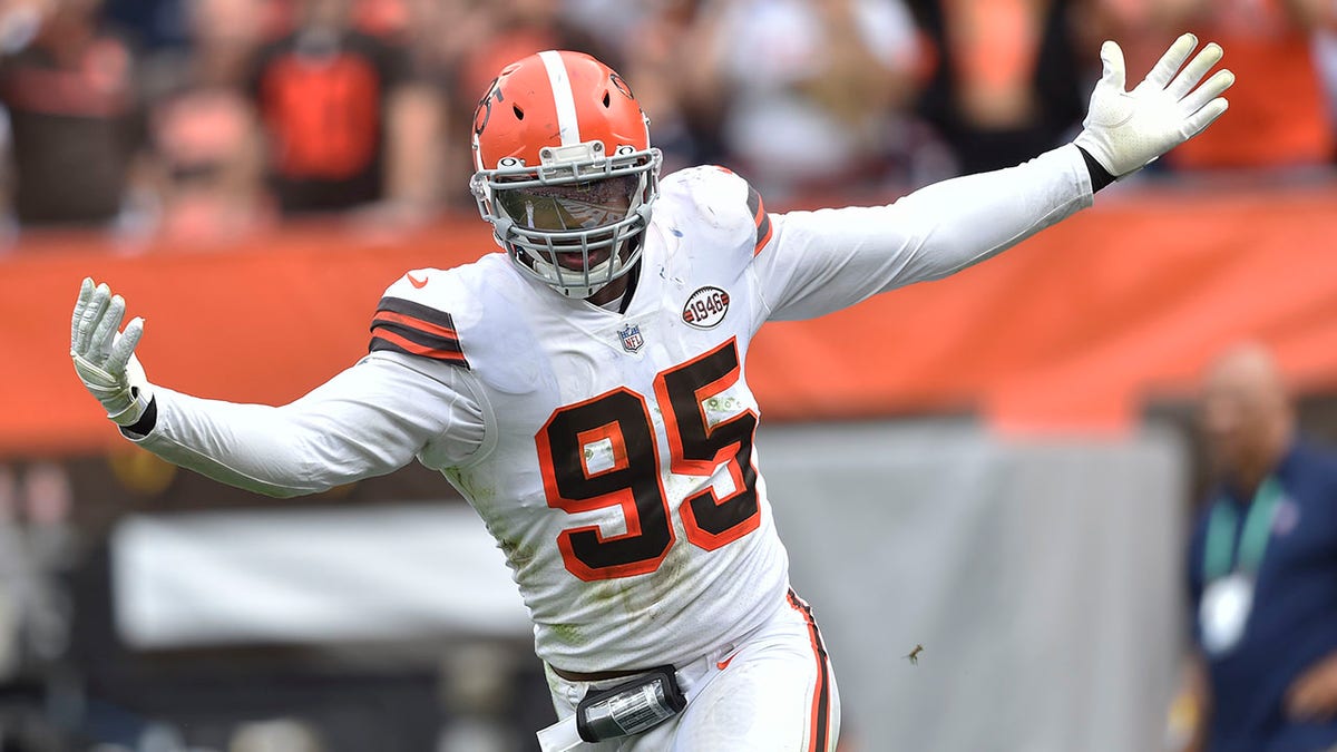 Myles Garrett celebrates