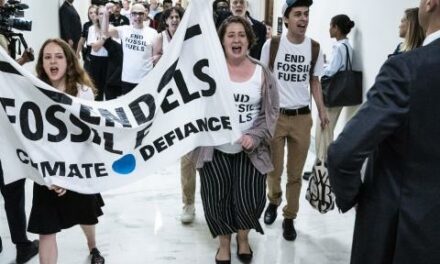 In protest against LNG export permits, Climate Defiance blocks unused entrance to DOE garage