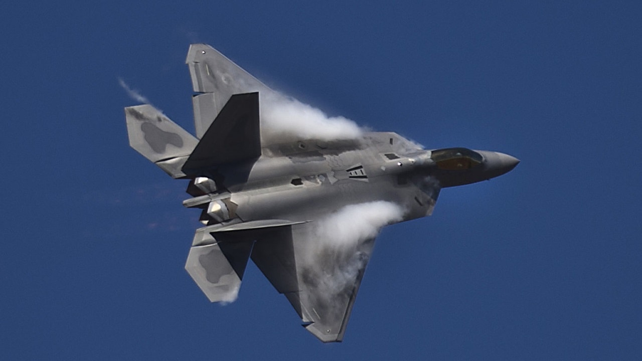 A U.S. Air Force F-22 Raptor from 94th Fighter Squadron Langley Air Force Base, Va., takes off to perform an aerial demonstration for an estimated 180,000 spectators at the Australian International Airshow, March 2, 2013 at Avalon Airport in Geelong, Australia. The F-22 demo team are currently deployed to the 18th Fighter Wing, Kadena Air Base, Japan to support pacific theater operations. This is the first official demonstration of the F-22 Raptors capabilities at an airshow outside the United States. The Australian International Airshow 2013 (AIA13), is held biennially, and is one of the largest international trade shows in the Pacific. The Airshow is expected to draw 350,000 visitors and has featured 500 defense exhibitors from 35 countries and is designed to bolster business opportunities in the international aviation sector. U.S. Pacific Command (USPACOM) participation in AIA13 directly supports theater engagement goals and objectives and further enhances relationships with other Pacific nations. (Department of Defense photo by U.S. Air Force Tech. Sgt. Michael R. Holzworth/Released)