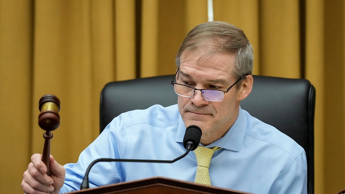 Rep. Jim Jordan (R-OH), Chairman of the House Judiciary Committee, strikes the gavel to start a hearing on Capitol Hill. (Drew Angerer/Getty Images)