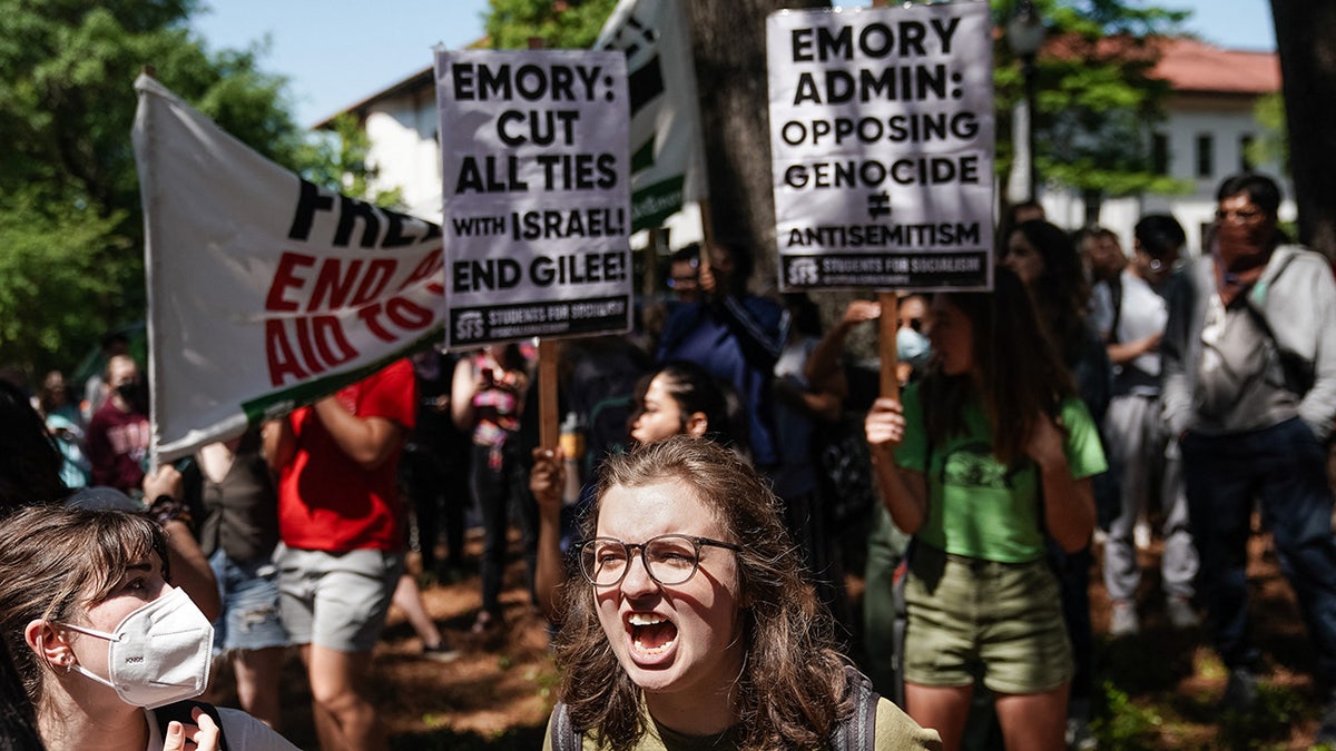 Emory protesters shouting