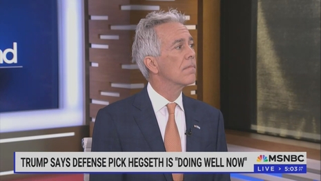 Joe Walsh on MSNBC: Trump Doesn’t Give A S— That ‘Pretty Face’ Hegseth Mistreats Women