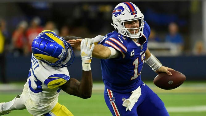 Buffalo Bills quarterback Josh Allen explains why he runs so much. (Photo by Kevork Djansezian/Getty Images)