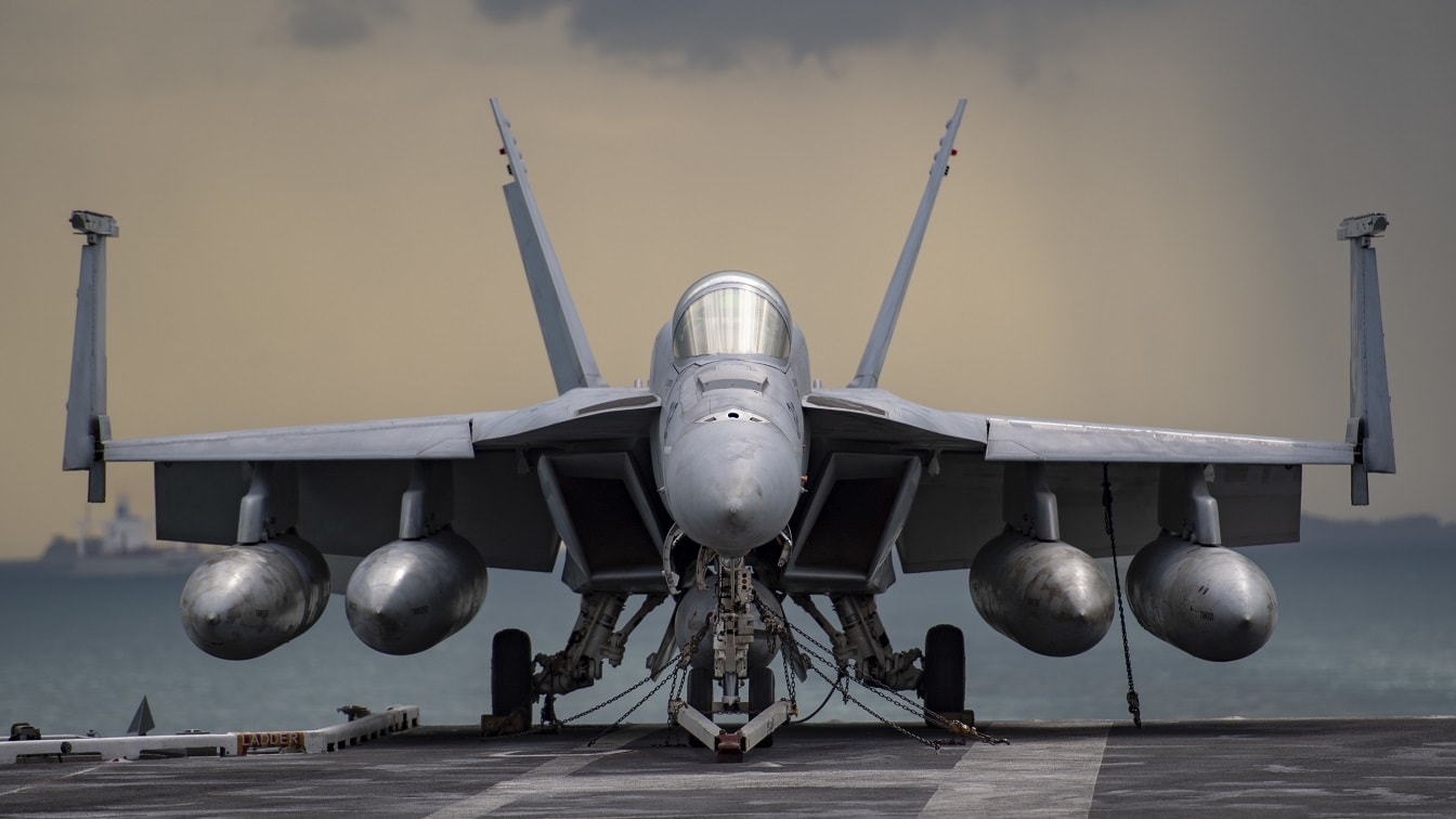 A (Feb. 5, 2021) An F/A-18E Super Hornet, from the 