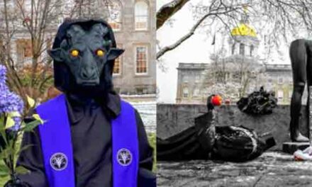 Satanic Baphomet Statue Destroyed Outside New Hampshire State House