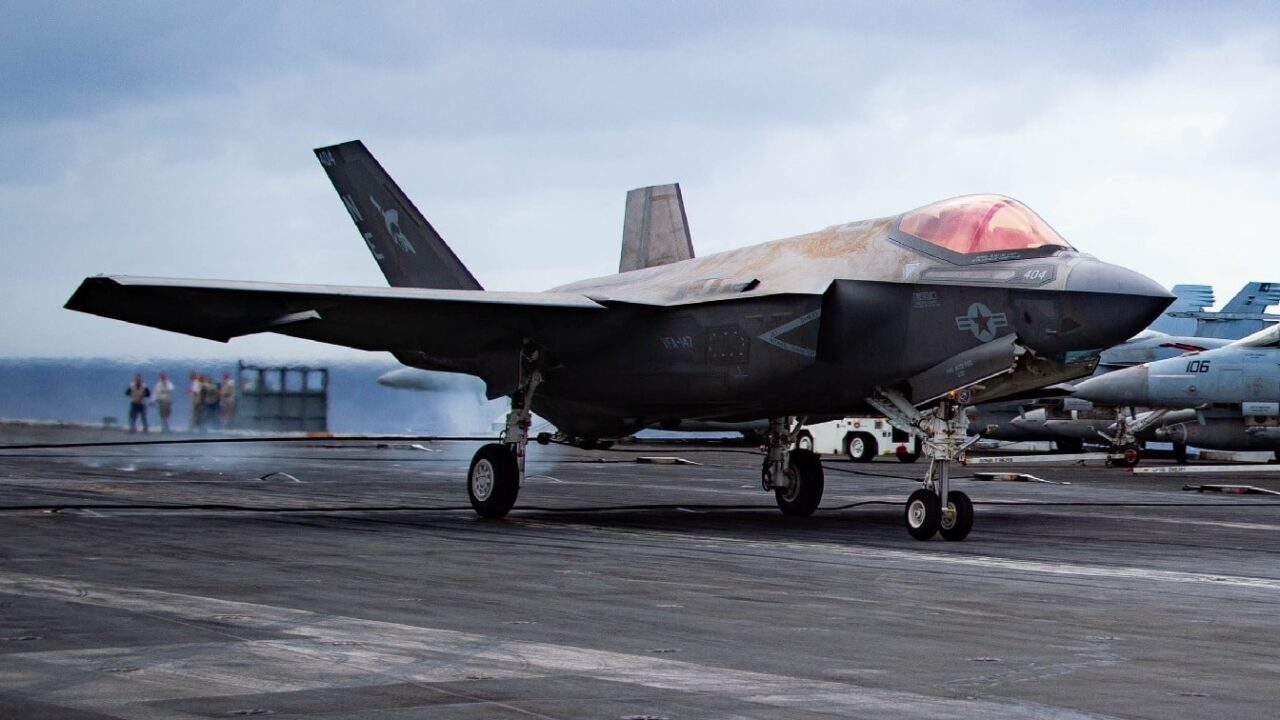 US Navy F-35C on Aircraft Carrier. 