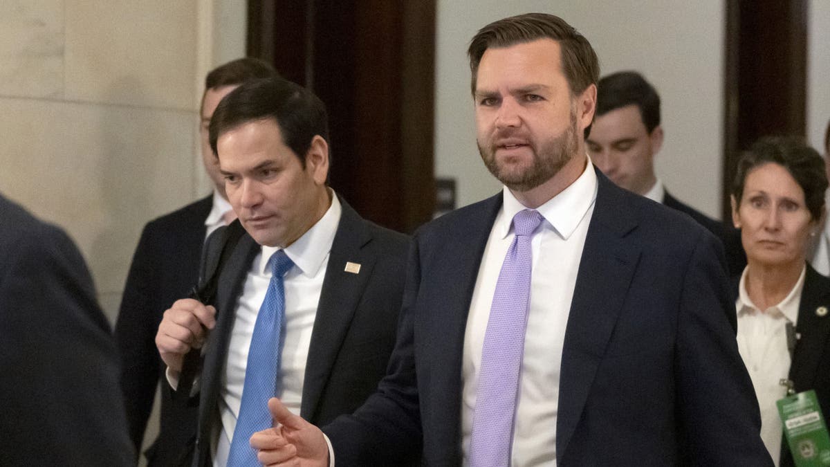 Rubio is primed to have a major role in the next Trump administration, pictured here with JD Vance.