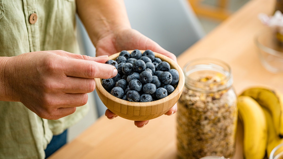 Eating blueberries