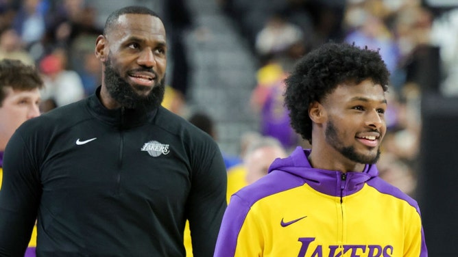 Bronny James was a mess in Lakers debut, but the pregame nonsense with LeBron James really set NBA fans off. (Getty Images)