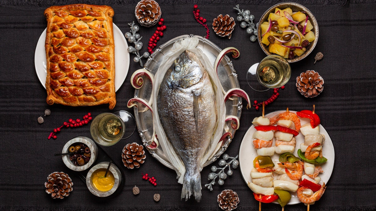 Fish is featured on the table as part of the Christmas Eve tradition known as the 