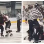 Father & Son Trade Punches During Saskatchewan Senior Hockey Brawl