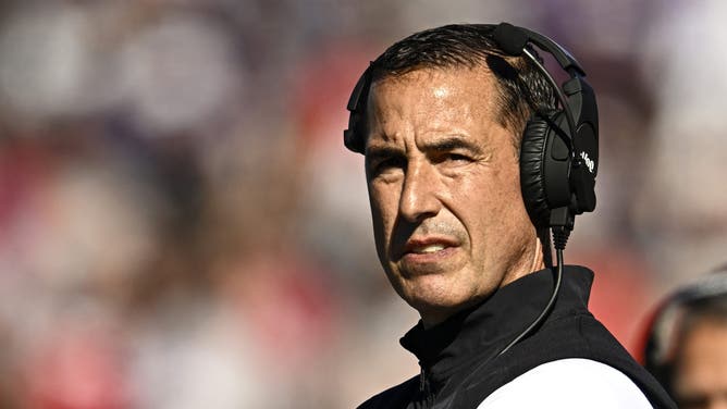 CHICAGO, ILLINOIS - OCTOBER 19: Head coach Luke Fickell of the Wisconsin Badgers looks on in the first half against the Northwestern Wildcats at Martin Stadium on October 19, 2024 in Chicago, Illinois. (Photo by Quinn Harris/Getty Images)