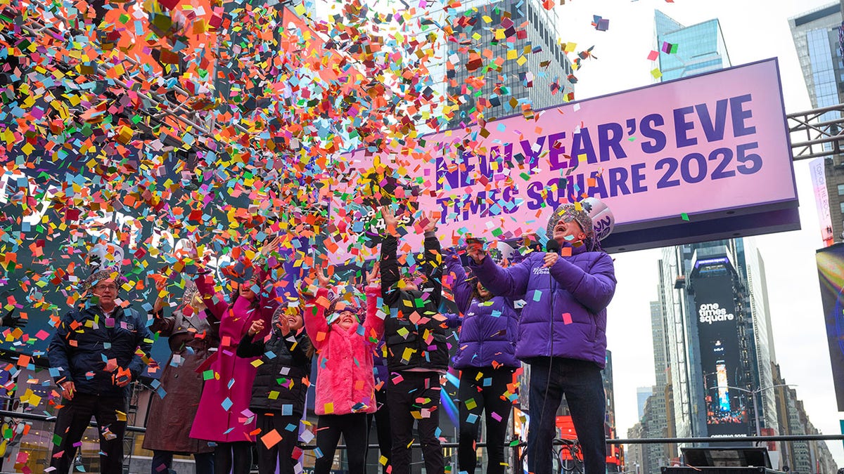 Confetti test in Times Square before 2024-2025 New Years event