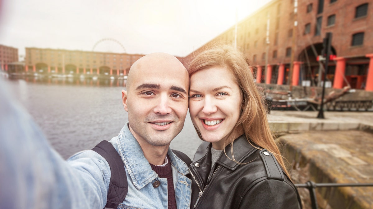 Young couple take a selfie