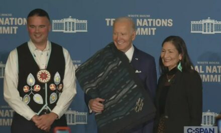 Senile Biden Wears Blanket, Gets Confused About Where Cameras Are at Tribal Nations Summit 