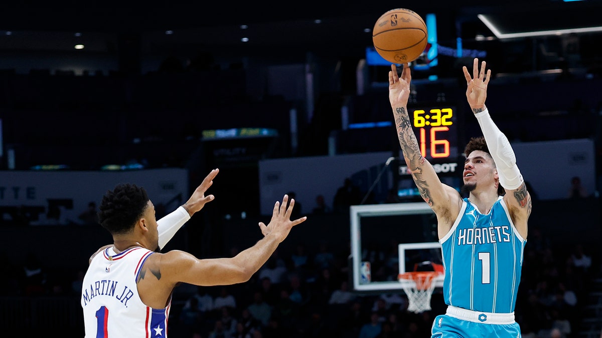 LaMelo Ball shoots