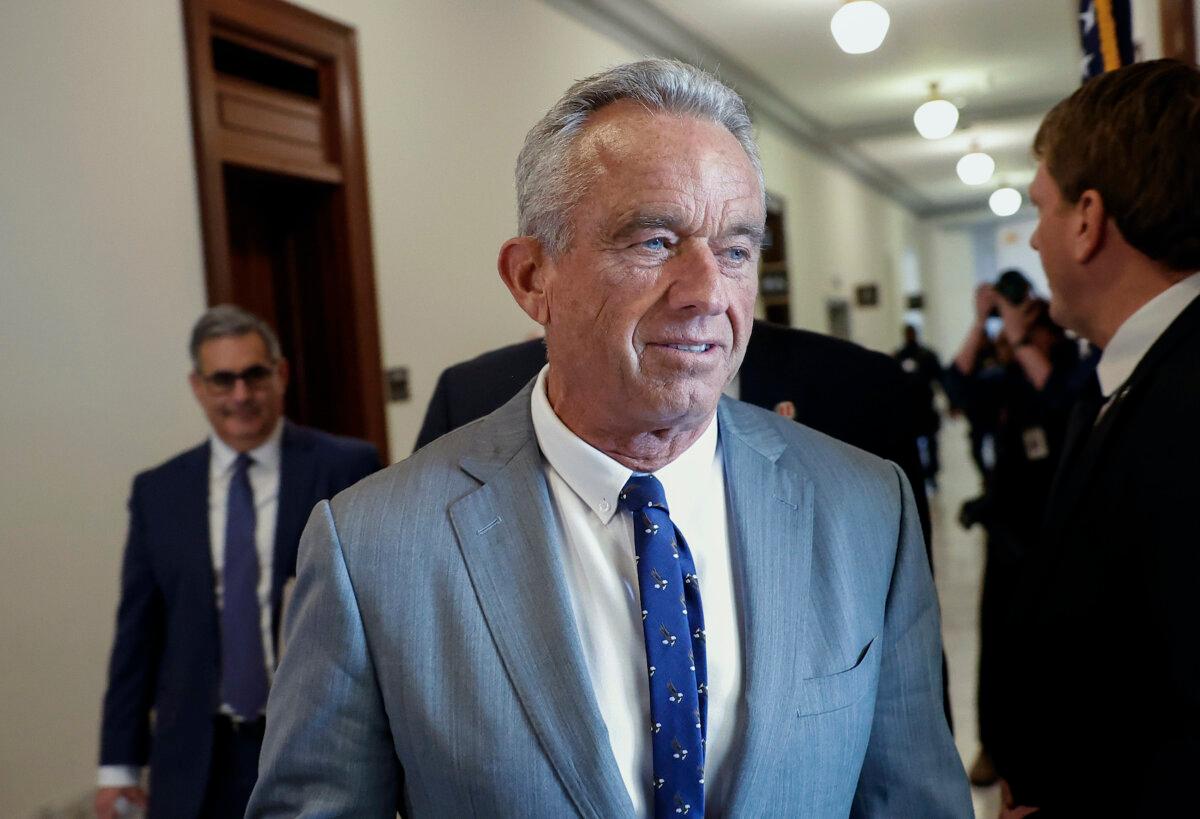 Robert F. Kennedy Jr., President-elect Donald Trump's nominee to be Secretary of Health and Human Services, arrives for a meeting in the Russell Senate Office Building in Washington on Dec. 17, 2024. (Kevin Dietsch/Getty Images)