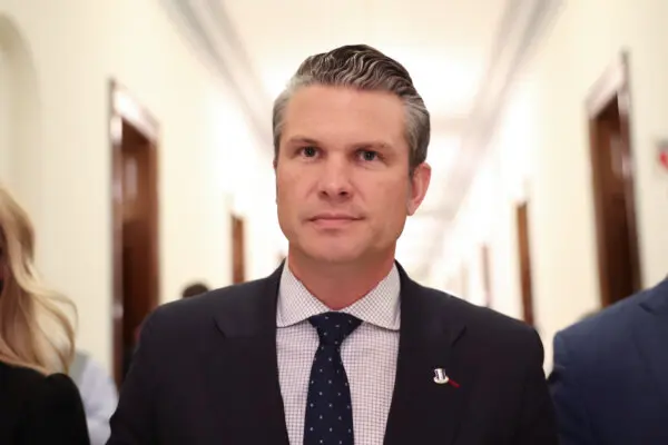 Pete Hegseth, President-elect Donald Trump's nominee for secretary of defense, arrives for a meeting with Sen. Joni Ernst at the U.S. Capitol on Dec. 4, 2024. (Kevin Dietsch/Getty Images)