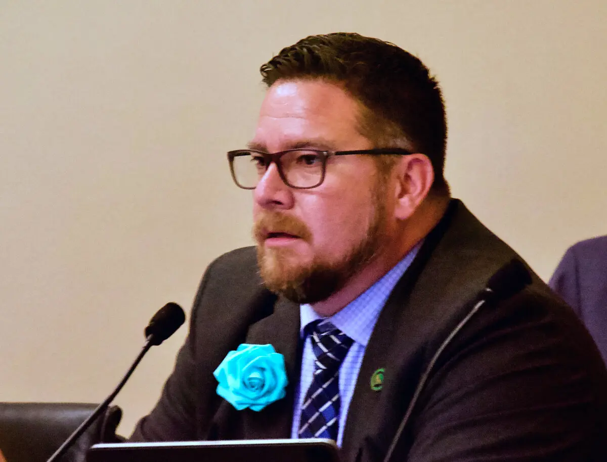 Assemblyman Juan Alanis questions opposition witnesses about Senate Bill 1414 during the Assembly Public Safety Committee hearing at the Capitol in Sacramento, Calif., on July 2, 2024. (Travis Gillmore/The Epoch Times)