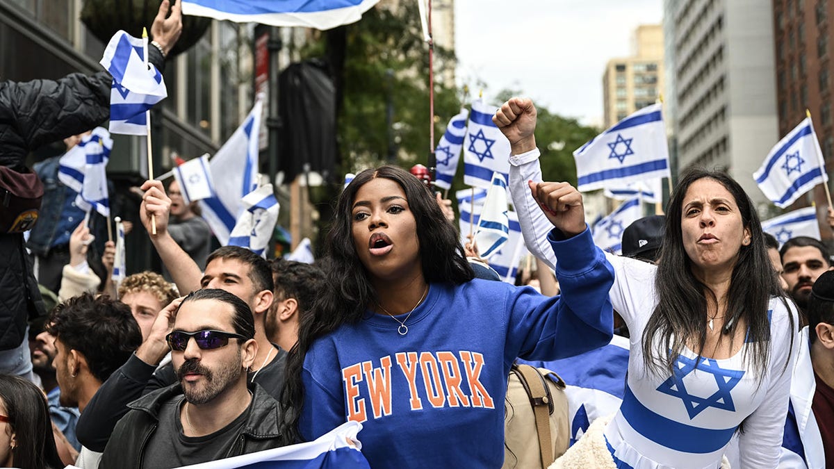 Protesters near the Israeli consulate