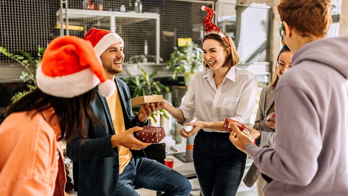 People giving gifts to one another