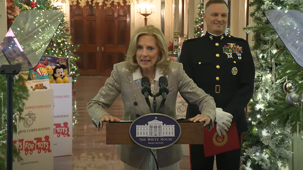 Jill Biden speaks to children at Christmas