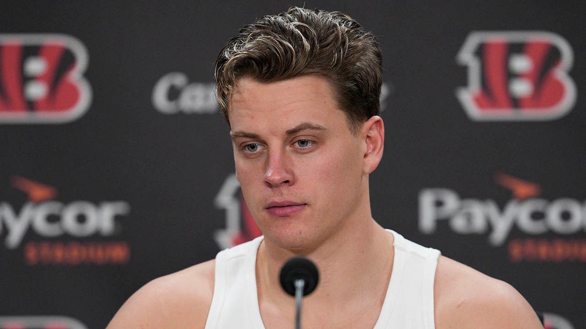 Joe Burrow talks to reporters