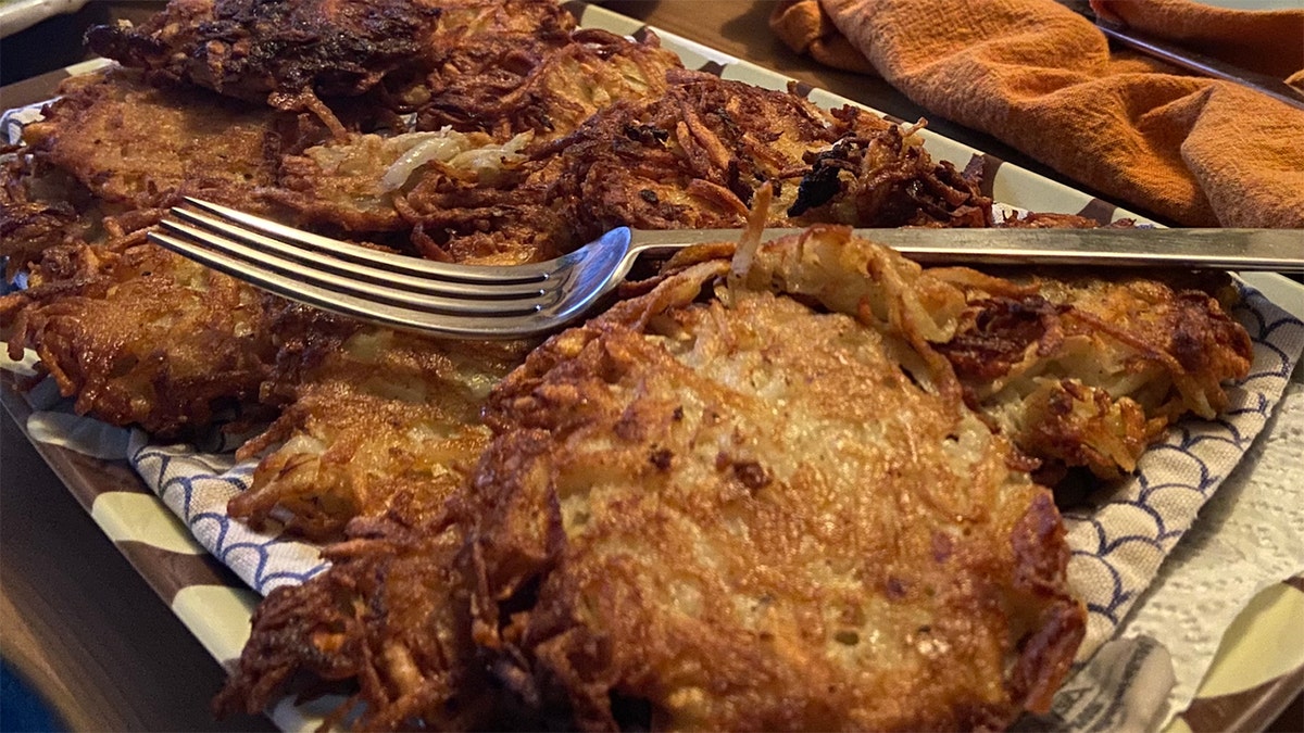 Platter of latkes.