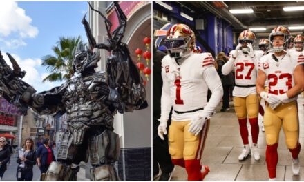 Universal Studios Performer In Megatron Costume Dunks On Niners Fan