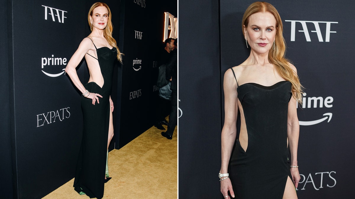 Nicole Kidman in a black dress at the New York premiere of 